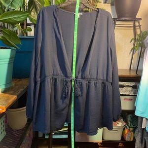 Maurices navy tie-front top